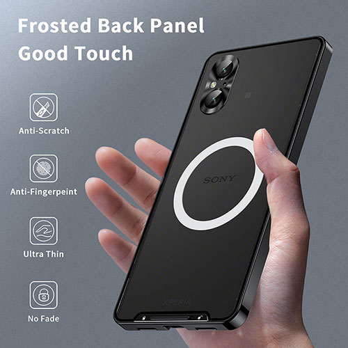 Luxury Metal Frame and Plastic Back Cover Case with Mag-Safe Magnetic LK1 for Sony Xperia 5 V Black