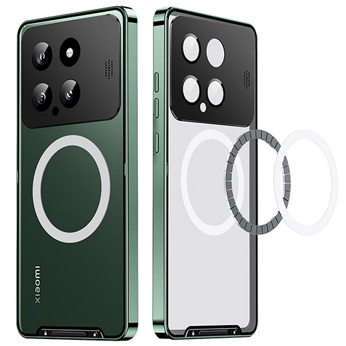 Luxury Metal Frame and Plastic Back Cover Case with Mag-Safe Magnetic LK1 for Xiaomi Mi 14 Pro 5G Green