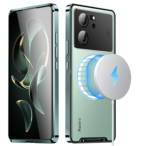 Luxury Metal Frame and Plastic Back Cover Case with Mag-Safe Magnetic LK1 for Xiaomi Redmi K60 Ultra 5G Green