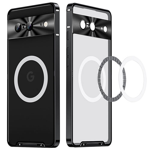 Luxury Metal Frame and Plastic Back Cover Case with Mag-Safe Magnetic LK2 for Google Pixel 8 5G Black