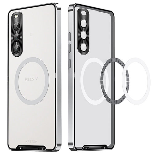 Luxury Metal Frame and Plastic Back Cover Case with Mag-Safe Magnetic LK2 for Sony Xperia 10 V Silver