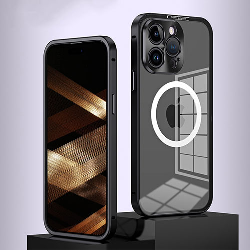 Luxury Metal Frame and Plastic Back Cover Case with Mag-Safe Magnetic QC5 for Apple iPhone 14 Pro Max Black