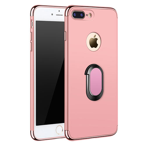 Luxury Metal Frame and Plastic Back Cover with Finger Ring Stand A01 for Apple iPhone 7 Plus Rose Gold