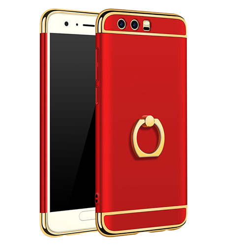 Luxury Metal Frame and Plastic Back Cover with Finger Ring Stand A01 for Huawei Honor 9 Red