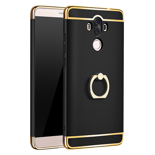 Luxury Metal Frame and Plastic Back Cover with Finger Ring Stand A01 for Huawei Mate 9 Black