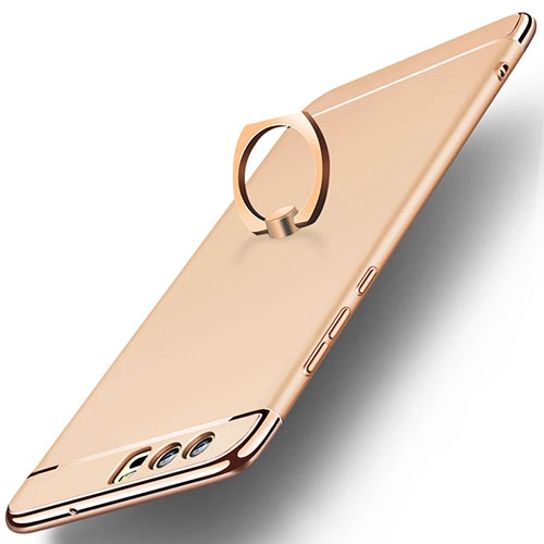 Luxury Metal Frame and Plastic Back Cover with Finger Ring Stand A01 for Huawei P10 Gold