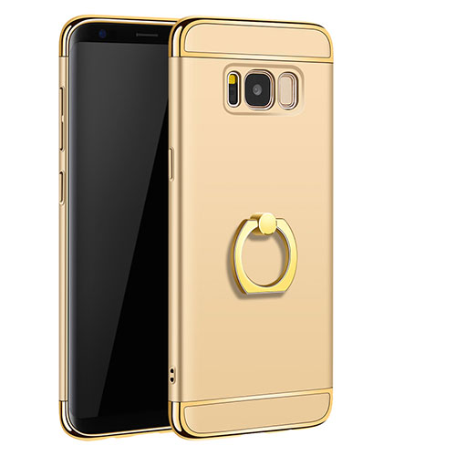 Luxury Metal Frame and Plastic Back Cover with Finger Ring Stand A01 for Samsung Galaxy S8 Gold