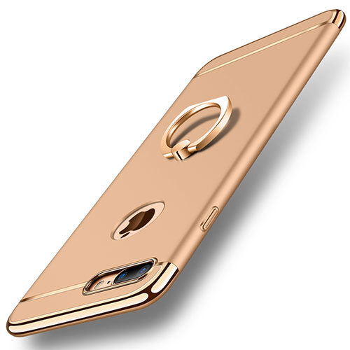 Luxury Metal Frame and Plastic Back Cover with Finger Ring Stand A05 for Apple iPhone 7 Plus Gold