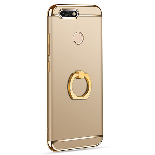 Luxury Metal Frame and Plastic Back Cover with Finger Ring Stand A06 for Huawei P9 Lite Mini Gold