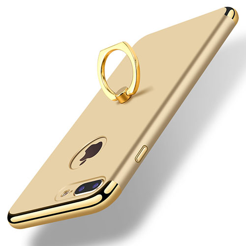 Luxury Metal Frame and Plastic Back Cover with Finger Ring Stand A07 for Apple iPhone 7 Plus Gold