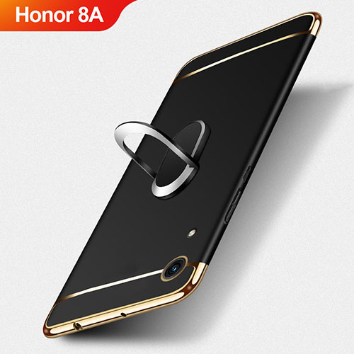 Luxury Metal Frame and Plastic Back Cover with Finger Ring Stand for Huawei Honor 8A Black