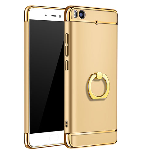 Luxury Metal Frame and Plastic Back Cover with Finger Ring Stand for Xiaomi Mi 5S 4G Gold