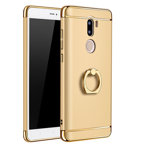 Luxury Metal Frame and Plastic Back Cover with Finger Ring Stand for Xiaomi Mi 5S Plus Gold