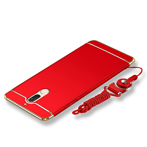 Luxury Metal Frame and Plastic Back Cover with Lanyard for Huawei G10 Red