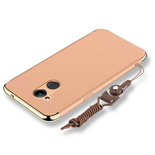 Luxury Metal Frame and Plastic Back Cover with Lanyard for Huawei Honor 6C Pro Gold