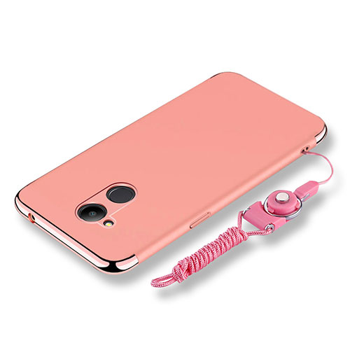 Luxury Metal Frame and Plastic Back Cover with Lanyard for Huawei Honor 6C Pro Rose Gold