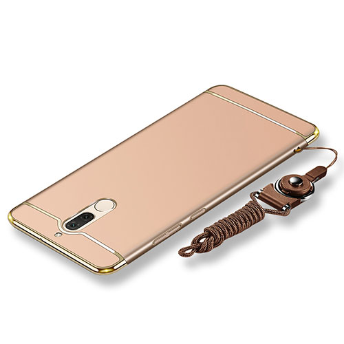 Luxury Metal Frame and Plastic Back Cover with Lanyard for Huawei Mate 10 Lite Gold