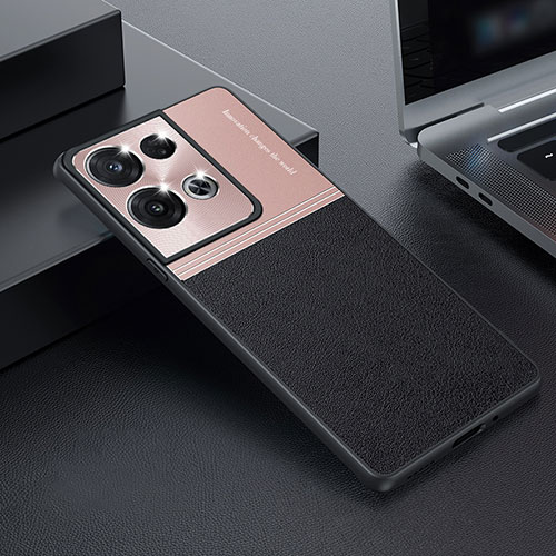 Luxury Metal Frame and Silicone Back Cover Case for Oppo Reno8 5G Rose Gold