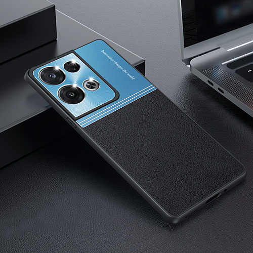 Luxury Metal Frame and Silicone Back Cover Case for Oppo Reno8 Pro 5G Blue