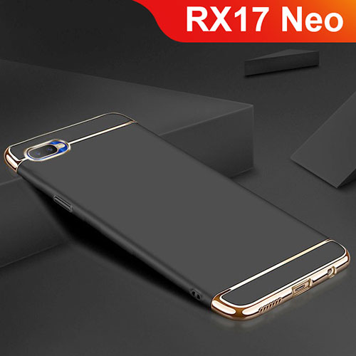 Luxury Metal Frame and Silicone Back Cover Case M02 for Oppo RX17 Neo Black