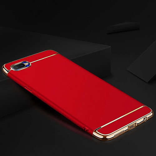 Luxury Metal Frame and Silicone Back Cover Case M02 for Oppo RX17 Neo Red