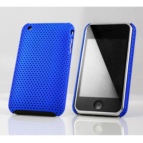 Mesh Hole Hard Rigid Snap On Case Cover for Apple iPhone 3G 3GS Blue