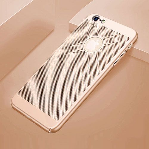 Mesh Hole Hard Rigid Snap On Case Cover for Apple iPhone 6 Plus Gold