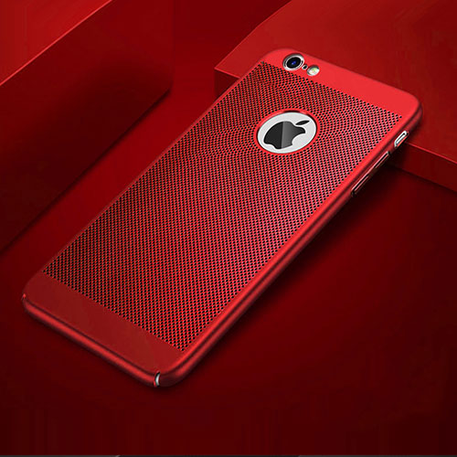 Mesh Hole Hard Rigid Snap On Case Cover for Apple iPhone 6S Plus Red