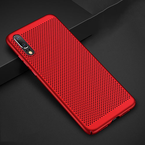 Mesh Hole Hard Rigid Snap On Case Cover for Huawei P20 Red