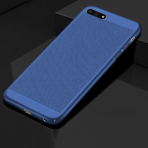 Mesh Hole Hard Rigid Snap On Case Cover for Huawei Y6 (2018) Blue