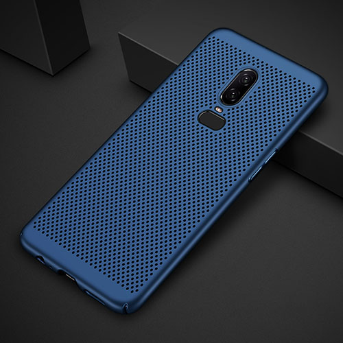 Mesh Hole Hard Rigid Snap On Case Cover for OnePlus 6 Blue