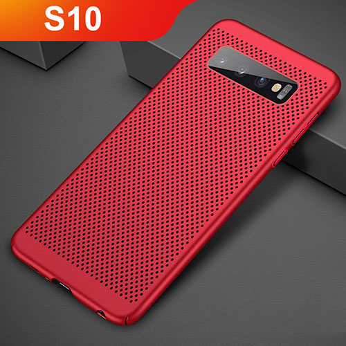 Mesh Hole Hard Rigid Snap On Case Cover for Samsung Galaxy S10 5G Red