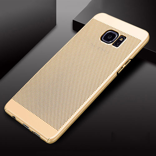 Mesh Hole Hard Rigid Snap On Case Cover for Samsung Galaxy S7 Edge G935F Gold