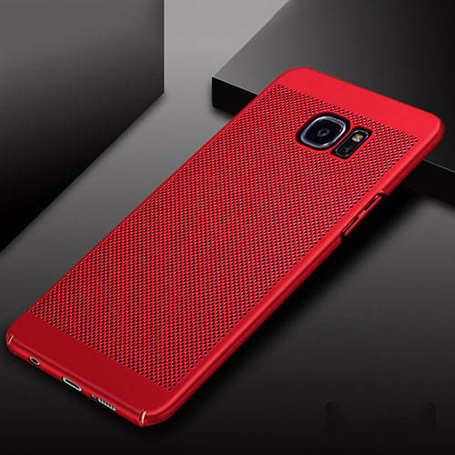 Mesh Hole Hard Rigid Snap On Case Cover for Samsung Galaxy S7 Edge G935F Red