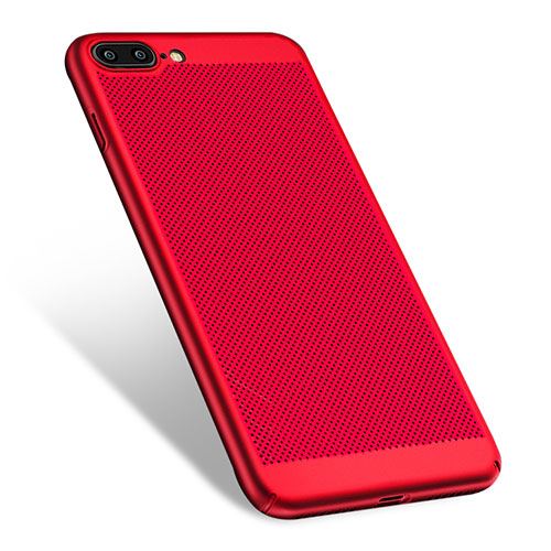 Mesh Hole Hard Rigid Snap On Case Cover W01 for Apple iPhone 7 Plus Red