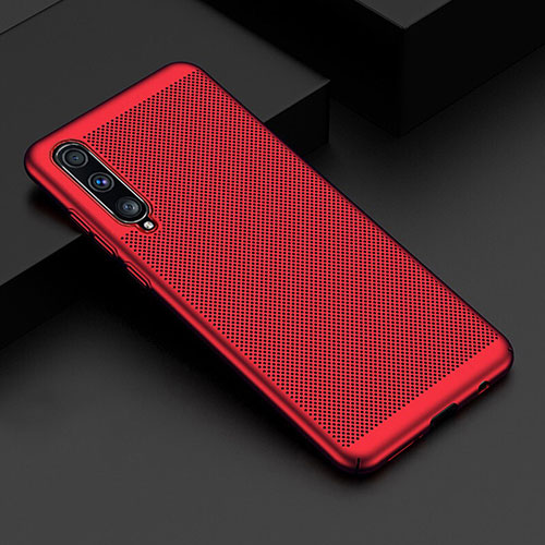 Mesh Hole Hard Rigid Snap On Case Cover W01 for Samsung Galaxy A70S Red