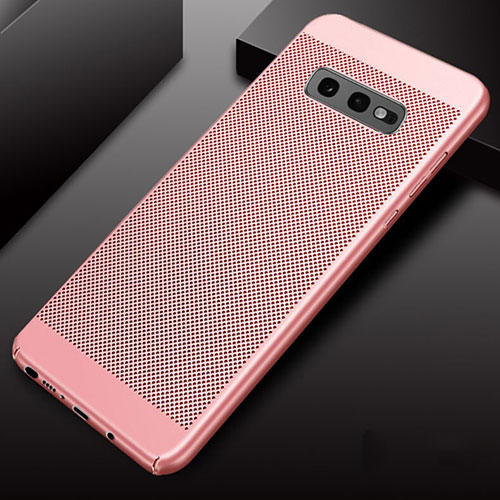 Mesh Hole Hard Rigid Snap On Case Cover W01 for Samsung Galaxy S10e Rose Gold