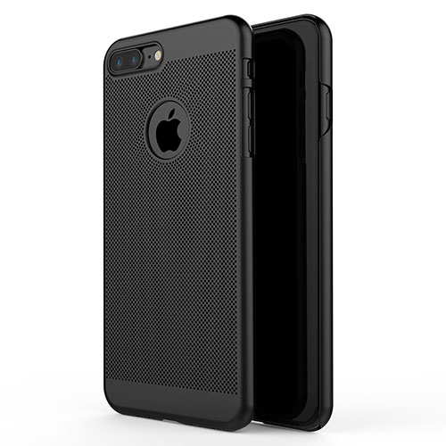 Mesh Hole Hard Rigid Snap On Case Cover W02 for Apple iPhone 7 Plus Black