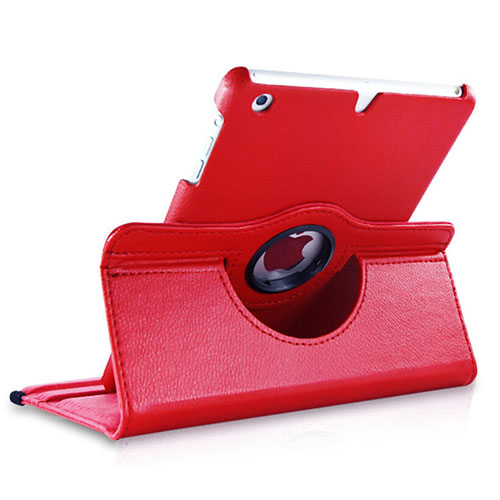 Rotating Stands Flip Leather Case for Apple iPad Mini 3 Red