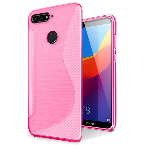 S-Line Transparent Gel Soft Case Cover for Huawei Y6 (2018) Pink