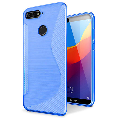 S-Line Transparent Gel Soft Case Cover for Huawei Y6 Prime (2018) Blue
