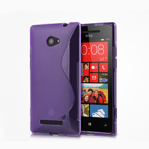 S-Line Transparent TPU Soft Case for HTC 8X Windows Phone Purple