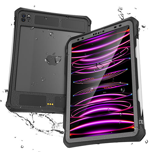 Silicone and Plastic Waterproof Cover Case 360 Degrees Underwater Shell for Apple iPad Pro 11 (2021) Black