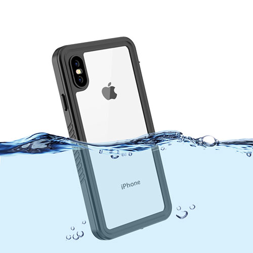 Silicone and Plastic Waterproof Cover Case 360 Degrees Underwater Shell for Apple iPhone X Black