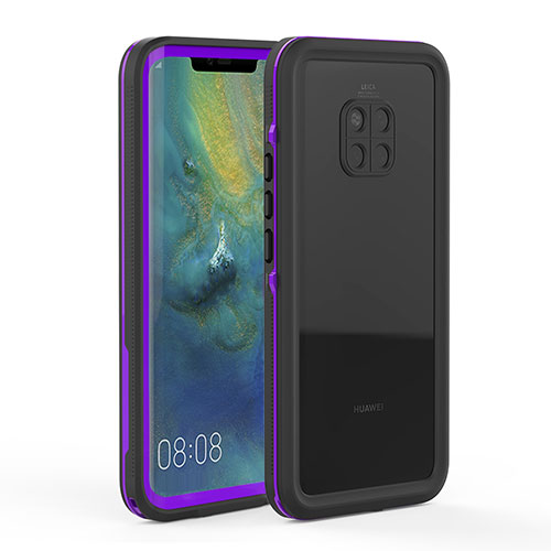 Silicone and Plastic Waterproof Cover Case 360 Degrees Underwater Shell for Huawei Mate 20 Pro Purple