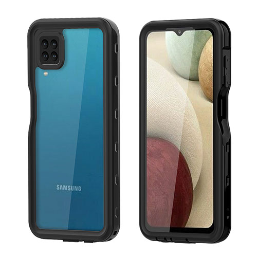 Silicone and Plastic Waterproof Cover Case 360 Degrees Underwater Shell for Samsung Galaxy A12 Nacho Black