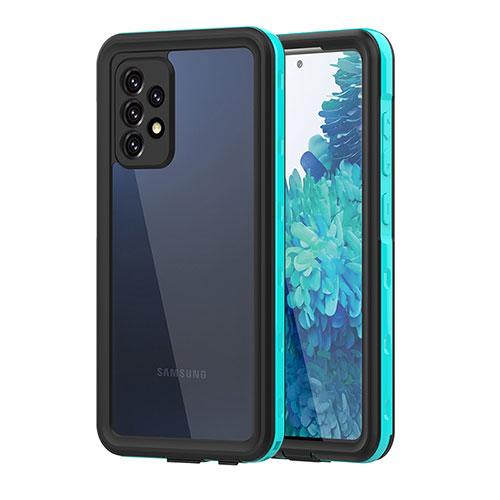 Silicone and Plastic Waterproof Cover Case 360 Degrees Underwater Shell for Samsung Galaxy A52s 5G Blue and Black