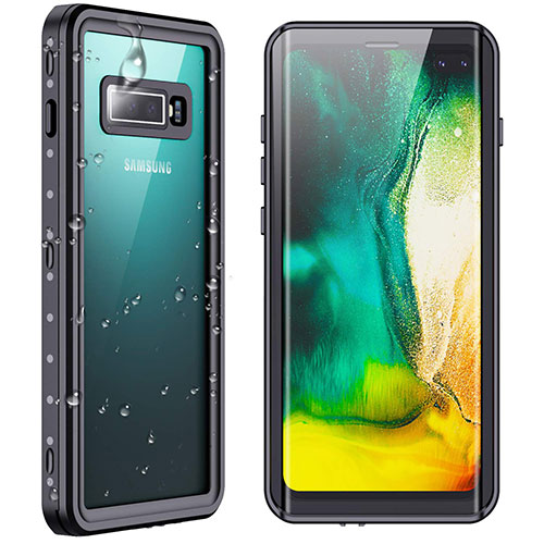 Silicone and Plastic Waterproof Cover Case 360 Degrees Underwater Shell W01 for Samsung Galaxy S10 Plus Black