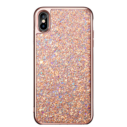 Silicone Candy Rubber Bling Bling Pattern Soft Case for Apple iPhone Xs Max Rose Gold