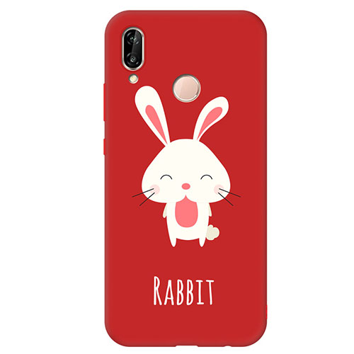 Silicone Candy Rubber Fashionable Pattern Soft Case Cover for Huawei Nova 3e Red